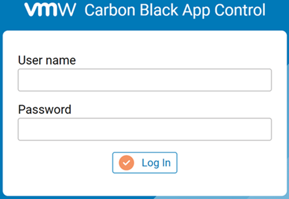 The Carbon Black App Control console login page