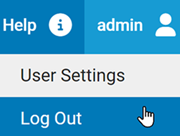 The user name menu showing the Log Out option