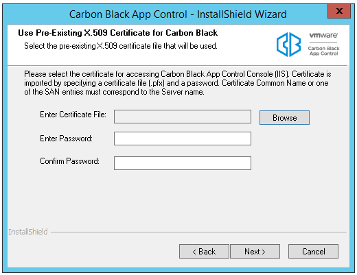 The Use Pre-existing X.509 Certificate for Carbon Black App Control