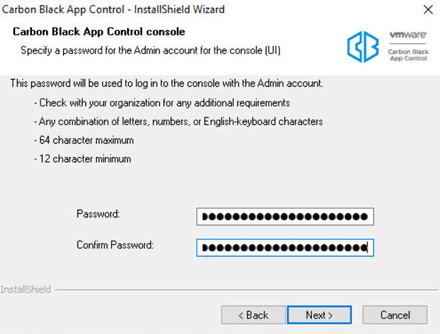 The Carbon Black App Control console dialog