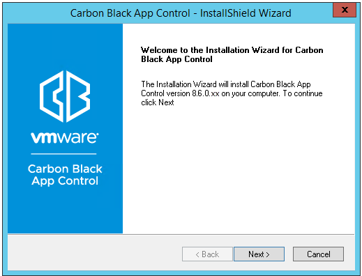 The Welcome dialog with the version number of the installation