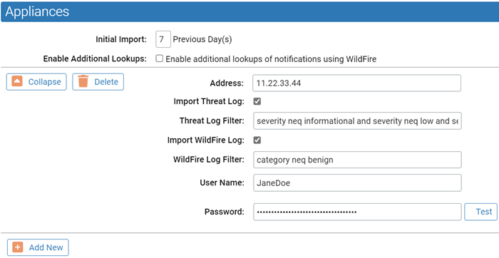 The appliance configuration