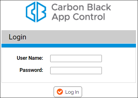The Carbon Black App Control console login page