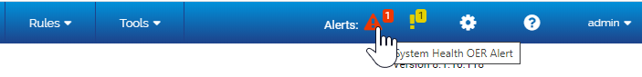 The Notification in Console Banner showing the mouse cursor over the Alert symbol