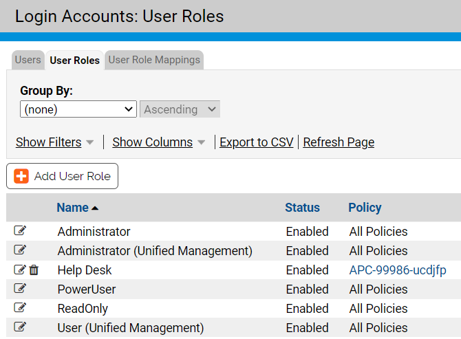 The User Roles table showing the new role and a delete button