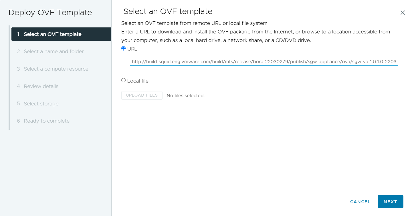 Sensor Gateway OVA and OVF files location