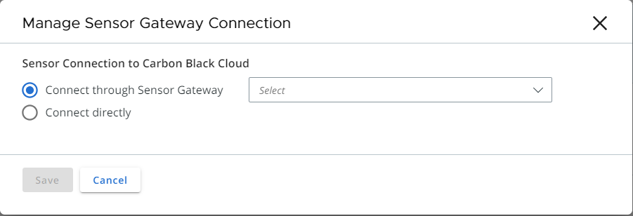 Options for connecting Carbon Black sensor to Sensor Gateway