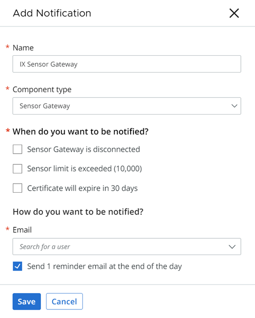 Adding a Sensor Gateway notification subscription