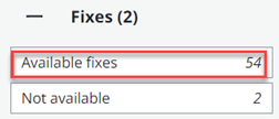 Available fixes filter option
