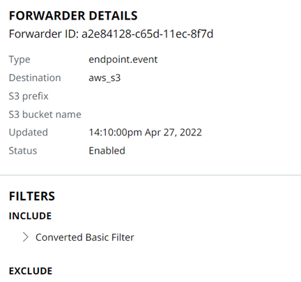 Data Forwarder example using AWS S3 bucket provider