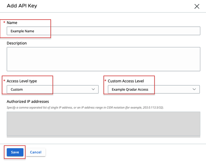 Custom key example