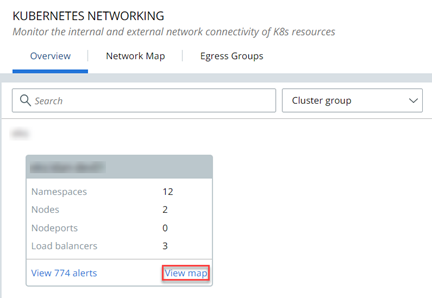View map option on the Kubernetes > Network page