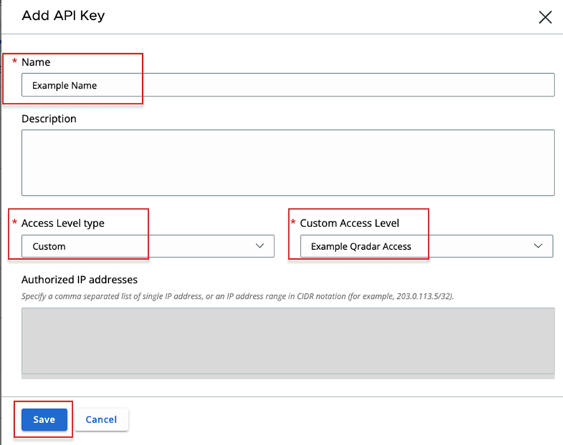 Custom API key