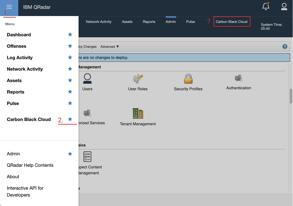 Steps to create a shortcut to Carbon Black Cloud in the QRadar console