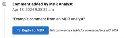 Reply to MDR button in Alert History