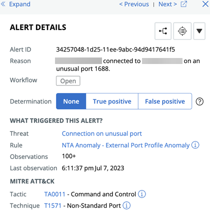 Alert details panel with What Triggered This Alert section