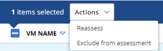 The Actions tab displays the exclude from assessment option