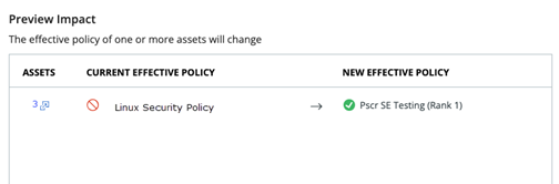 Description of policy change applications after re-ranking policies.
