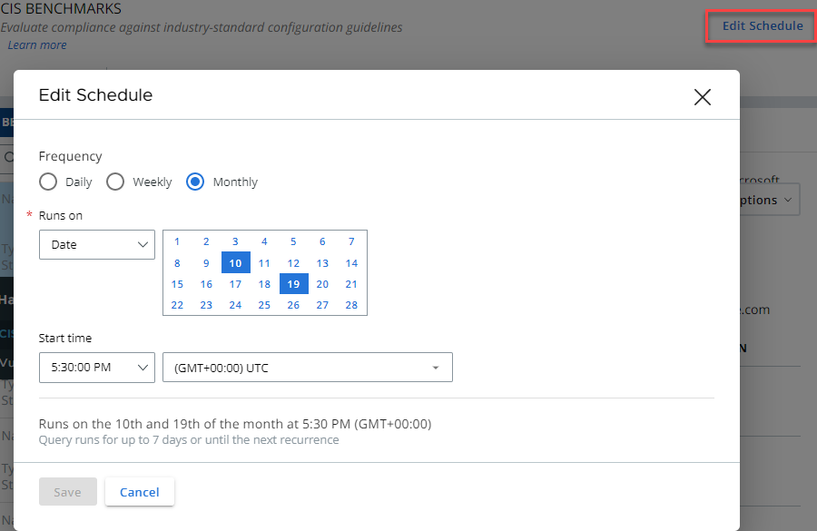 You can alter how often data is collected using the Edit Schedule button.