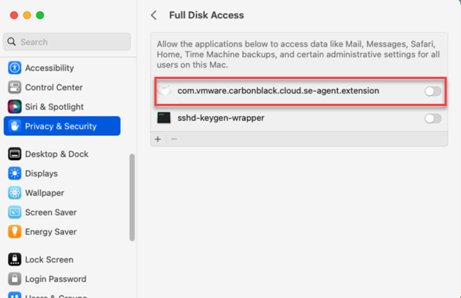 FDA Carbon Black extension shown as Disabled