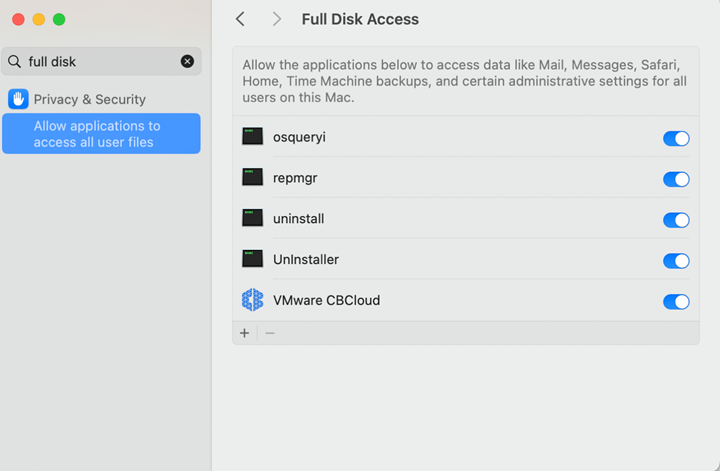 Full Disk Access bundles