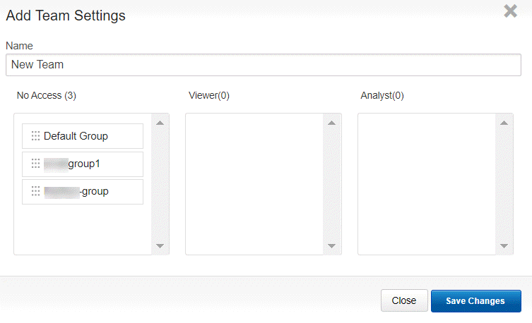 The add team settings page