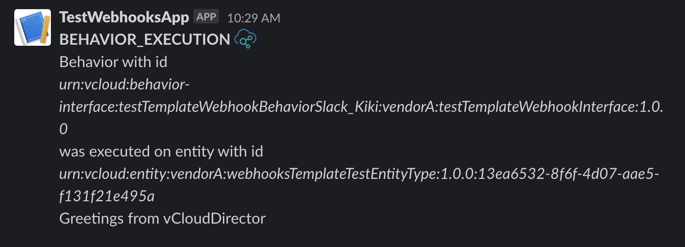 WebHook behavior invocation's Slack message