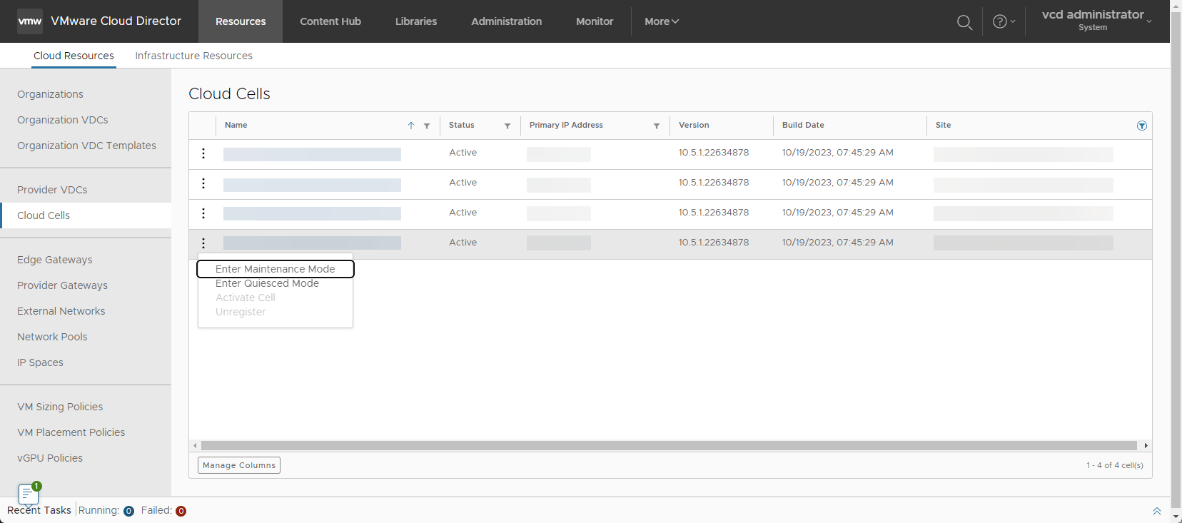 Using the Service Provider Admin Portal you can view the status of each cell and manage the cell infrastructure.