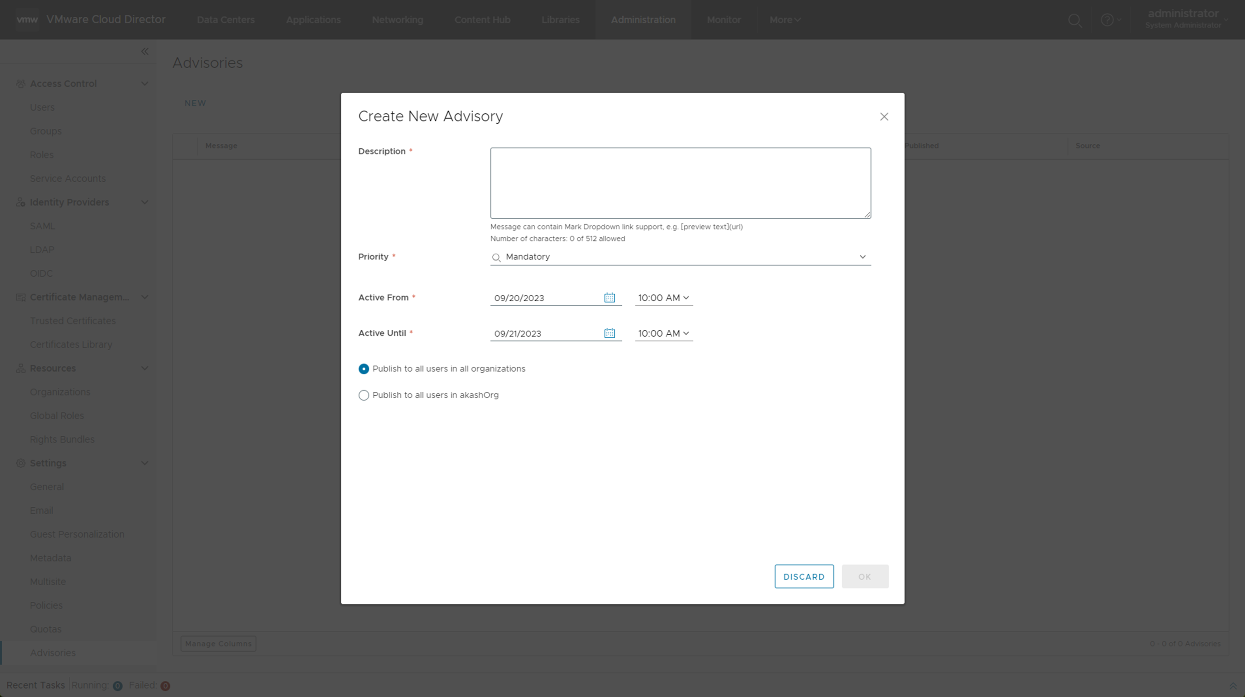 You can create a new advisory dashboard by using the Create New Advisory wizard.