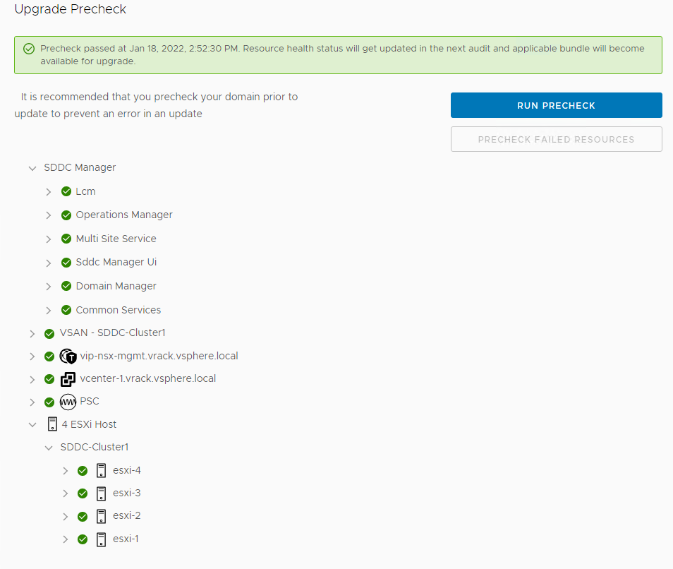 This screenshot is of Upgrade Precheck page. Click View Status to see the detailed tasks and their status.