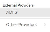 Menu options showing ADFS.