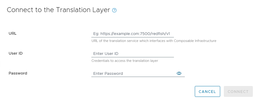 The settings for connecting to the translation layer.