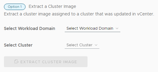 The settings for Option 1: Extract a Cluster Image.