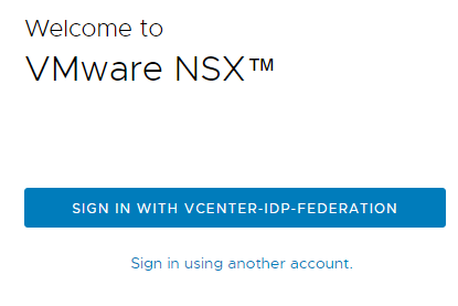 The Sign In With vCenter-IDP-Federation button.