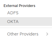 External Providers menu, showing Okta.