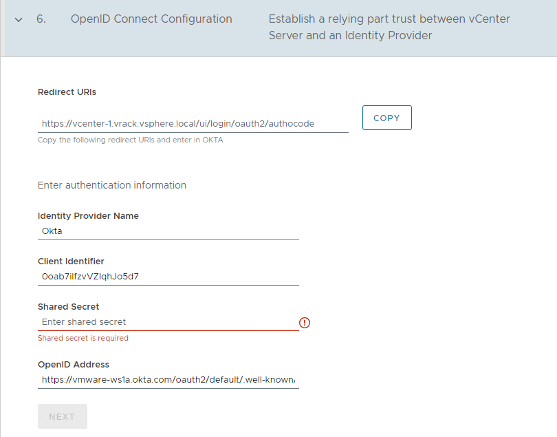 OpenID Connection Configuration section of the Connect Identity Provider wizard.