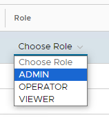 The Choose Role drop-down menu.