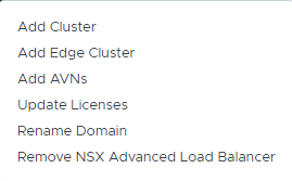 The Actions menu, showing the option to remove the NSX Advanced Load Balancer.