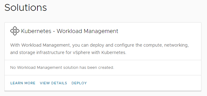 Kubernetes - Workload Management options, showing Deploy.
