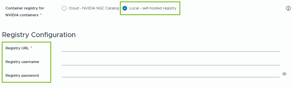 Private registry configuration.