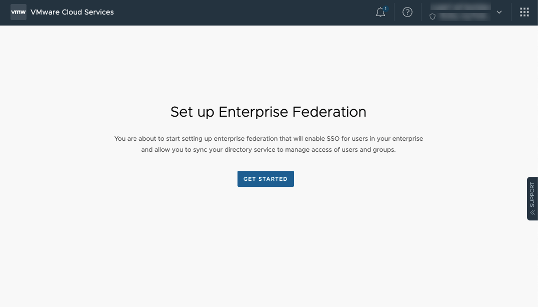 The Set up Enterprise Federation page displaying the Get Started button.