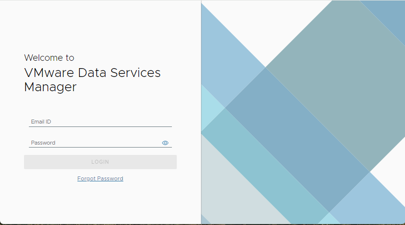 Login Screen of VMware Data Services Manager