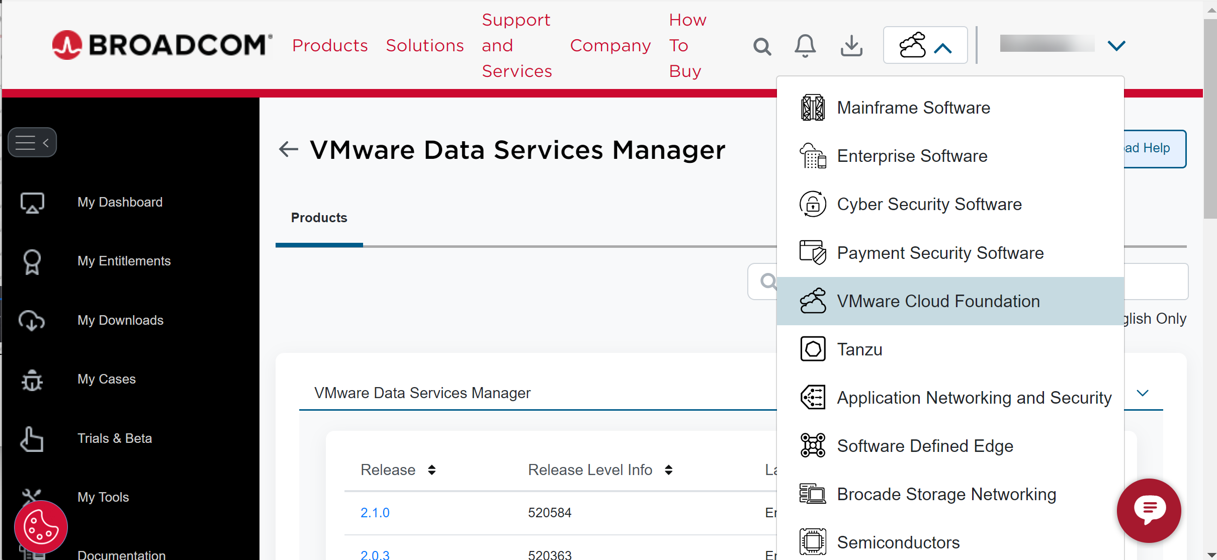 Broadcom software download page