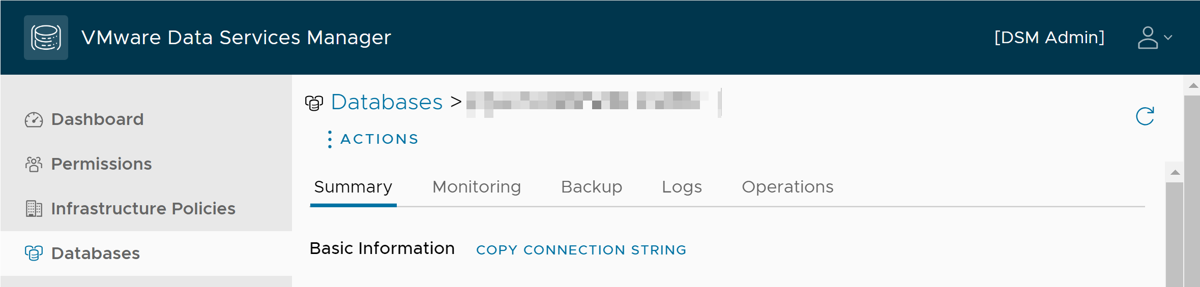 COPY CONNECTION STRING for the database.