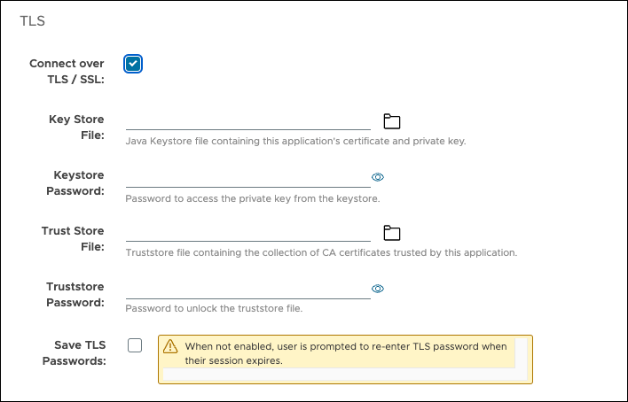 TLS Information input screen