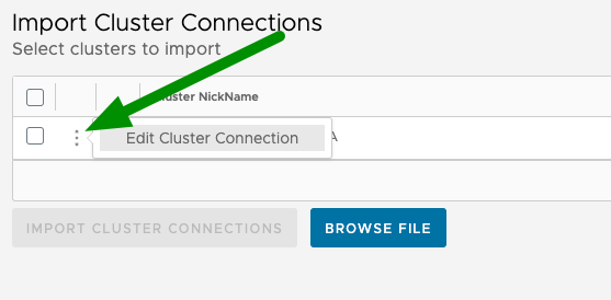 edit cluster connection button