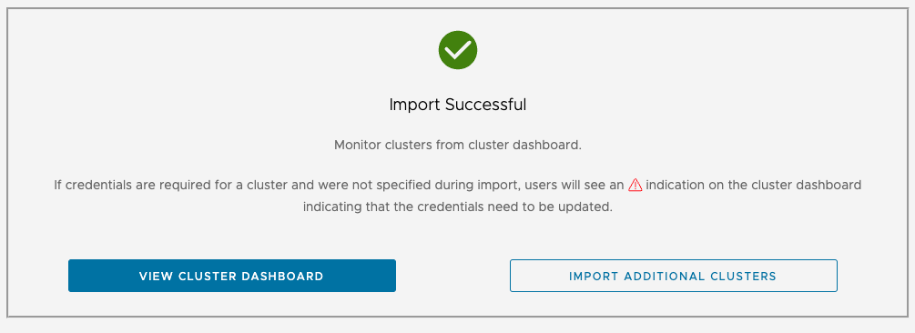 import successful confirmation