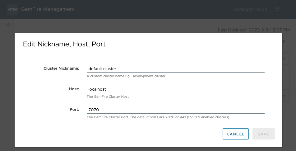 edit nickname, host, or port