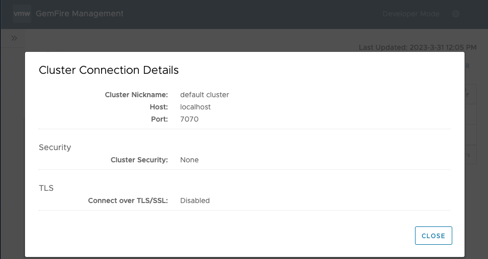 details about the default cluster