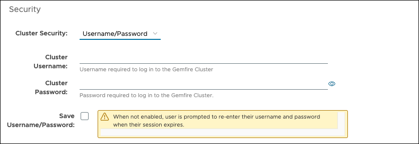 Security: Username/password interface